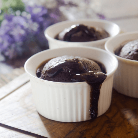 chocolate oozing out from lava cake tin