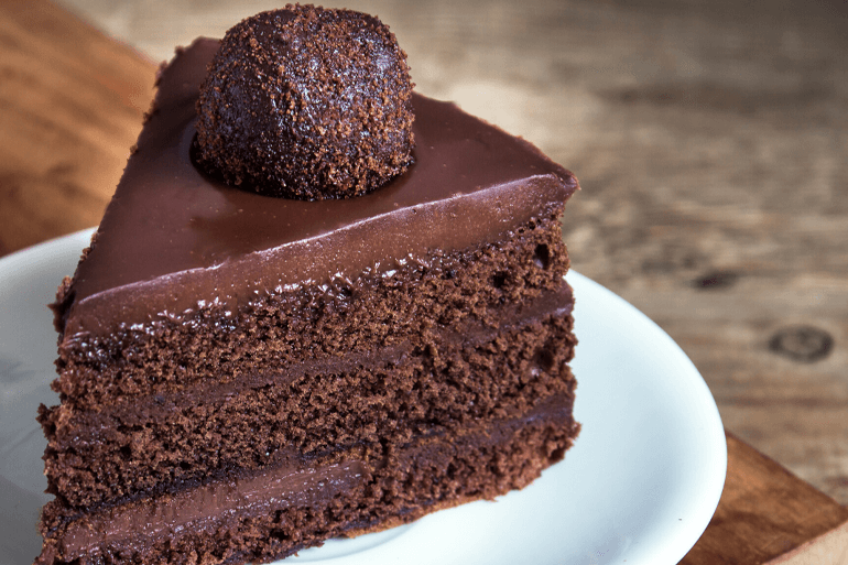 Chocolate Cake garnished with chocolate ball