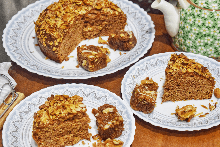 Slices of Doda Barfi Cake served in plates
