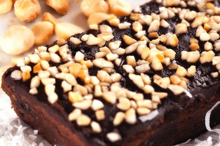 Chocolate Cake garnished with Butter Nut