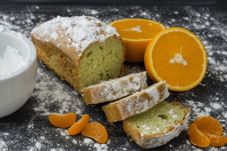 Orange Cake coated with Powdered Sugar