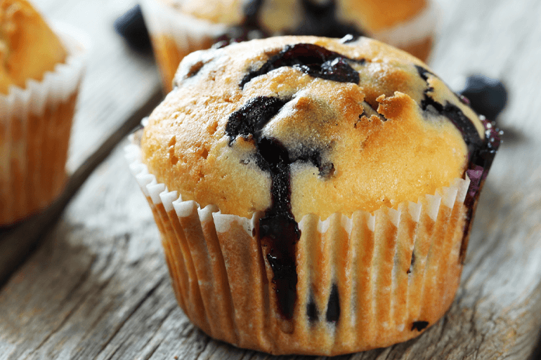 Muffin filled with blueberry