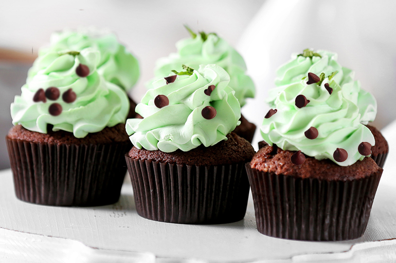 Mint chocolate chip cupcake