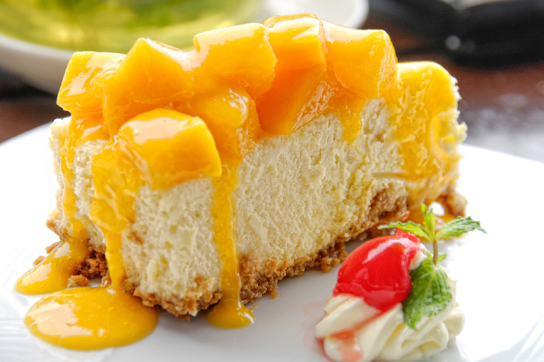 Eggless coconut lime mango cake