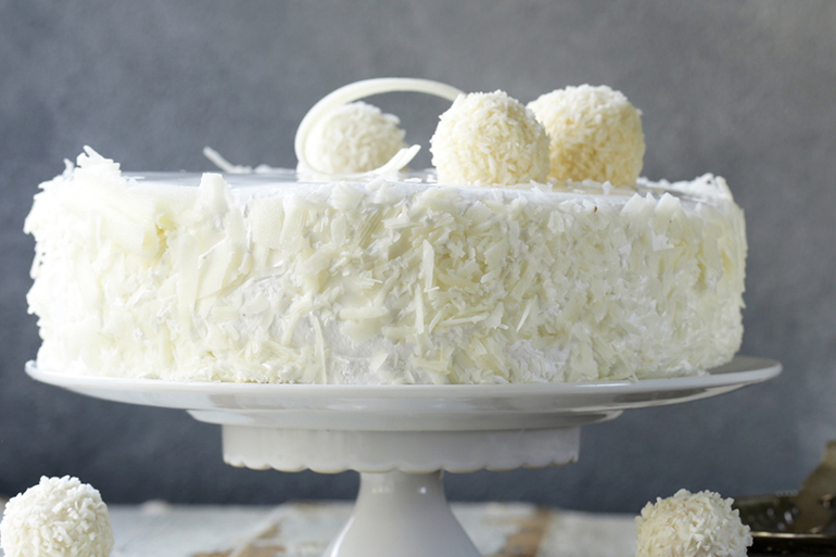 Eggless coconut layer cake