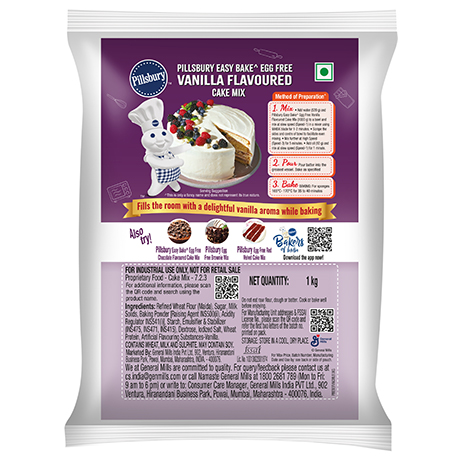 Packshot of Pillsbury™ Easy Bake^ Egg Free Vanilla Flavoured Cake Mix