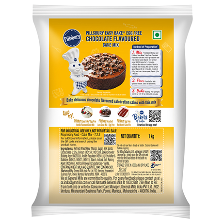 Packshot of Pillsbury™ Easy Bake^ Egg Free Chocolate Flavoured Cake Mix