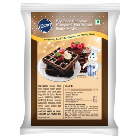 Pillsbury Egg Free Chocolate Waffle and Pancake Mix pack.